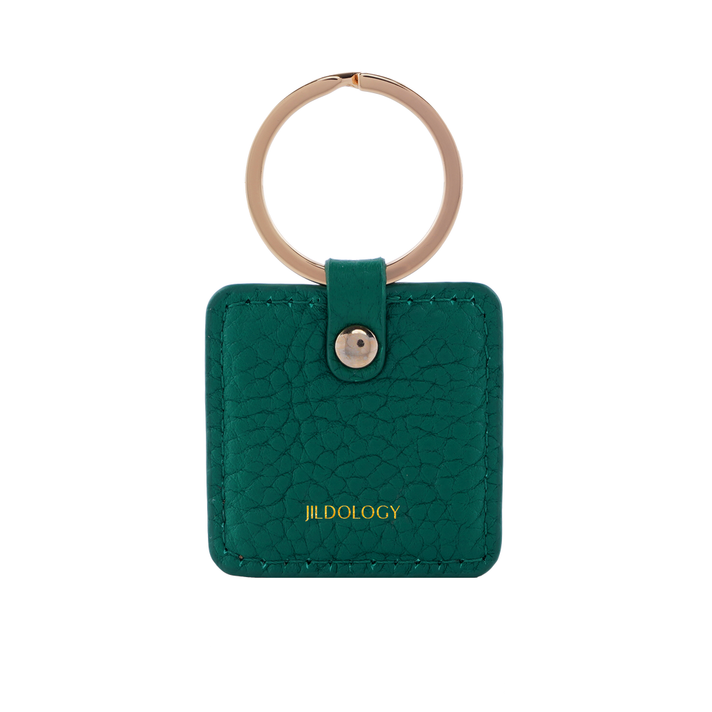 Customized Green Leather Metal Key Ring Imobilye Faktori Keyring